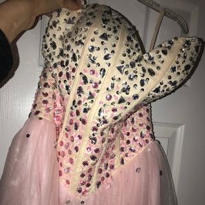 Strapless pink dress
